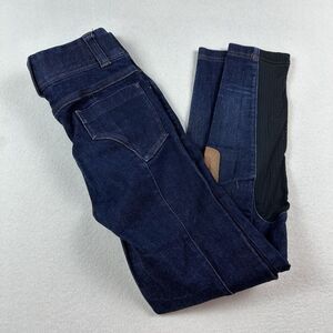 Kerrits Pants Girls Medium Blue Denim Stretch Horse Riding Britches Knee Patch